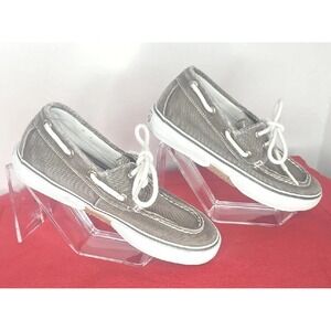 Boy"s Sperry Top-Sider‎ Laces Size 12.5 M Olive Green White Washed Boat Shoes